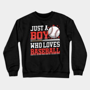 American Sport Just A Boy Who Loves Baseball Gifts For Boys Crewneck Sweatshirt